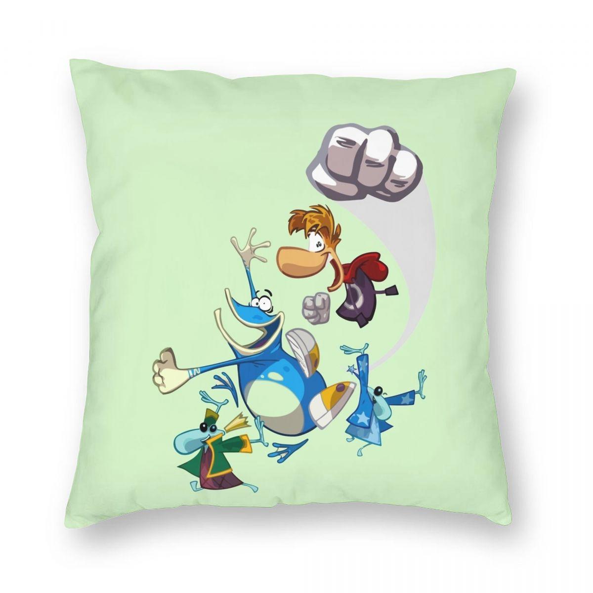 Rayman And Globox Square Pillowcase Polyester Linen Velvet Printed Zip Decor Sofa Seater Cushion Cover Peach skin 18*18(CM)-1Pcs