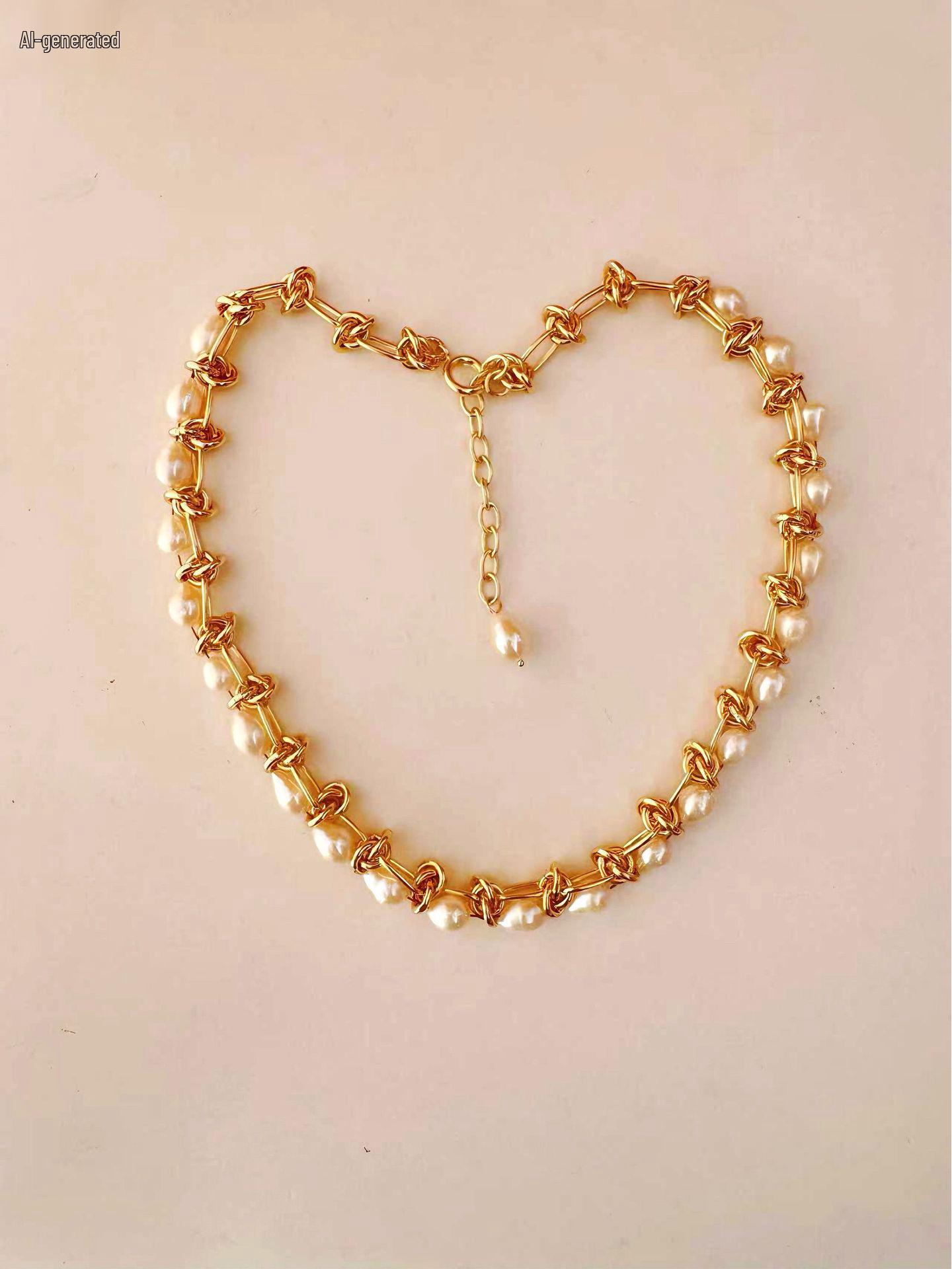 

European & American Niche Geometric Pearl Thorns Necklace - Versatile, Retro, Personalized Chain for Couples золотой