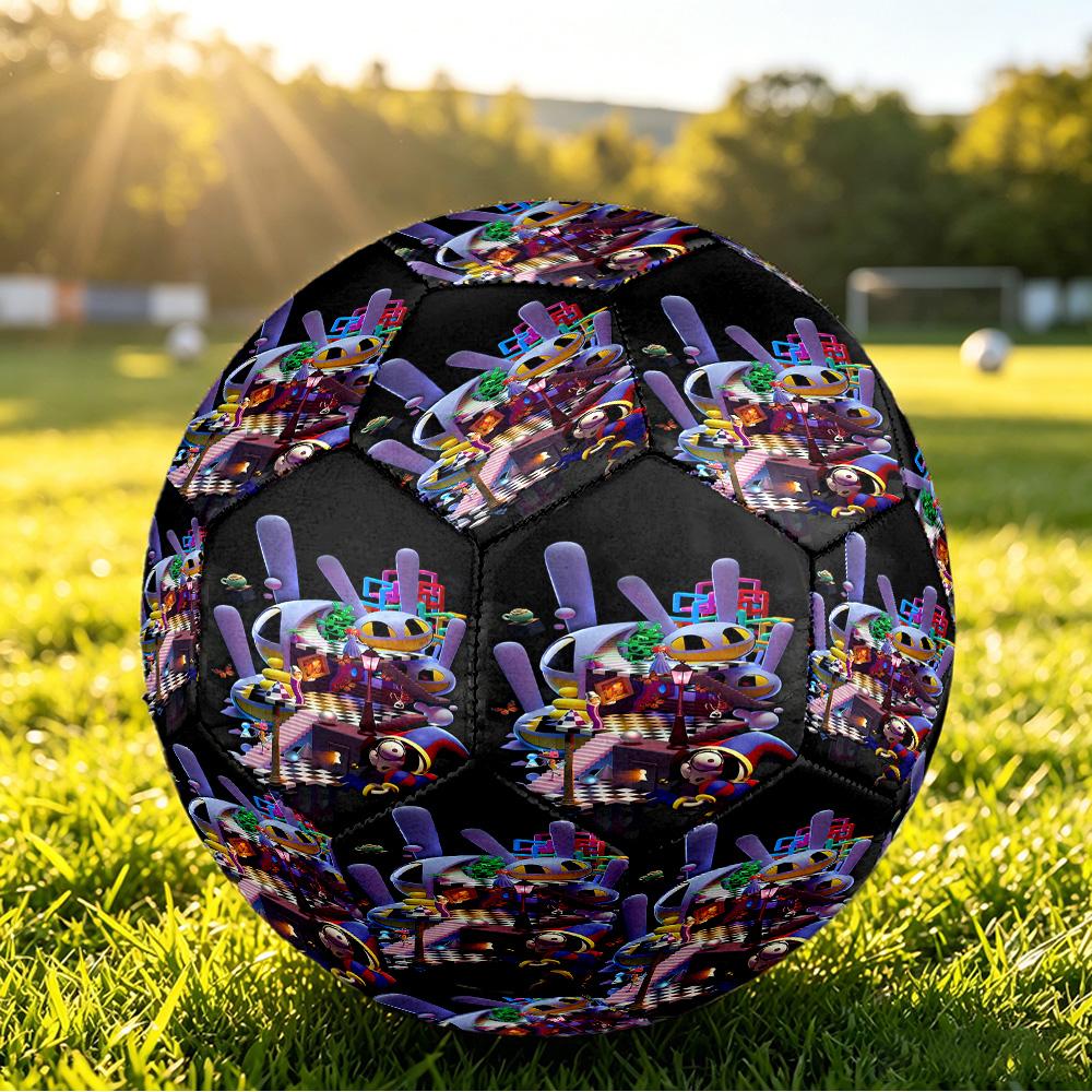 Size 5 Football The Amazing Digital Circus Pattern, Wear‑Resistant Soccer Ball for Match Training Daily Sports Play