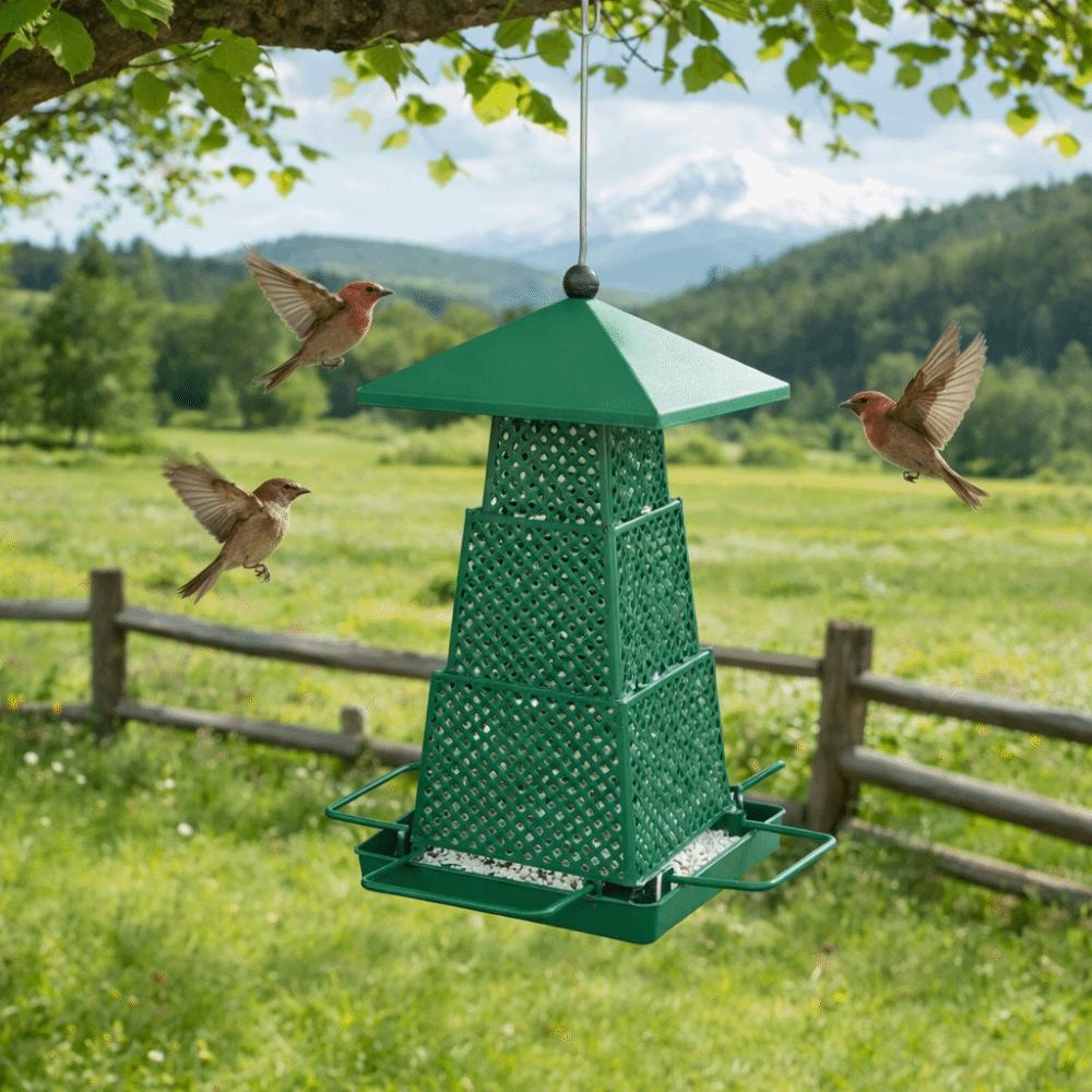 Windproof Wild Bird Feeder Folding Multi-purpose Hanging Bird Feeder with Hang Rope Large Capacity Bird Feeding Container