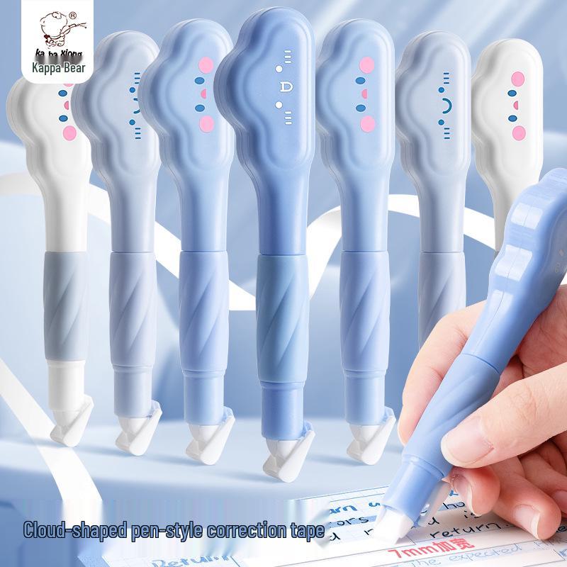 Pen-Style High-Capacity Correction Tape with Push-Button Design, Silent Operation, for Students