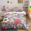 Colorful Floral Decorative Pattern Print Bedding Set 1 Duvet Cover 2 Pillowcases For Adult And Children Luxury Gift Full Size