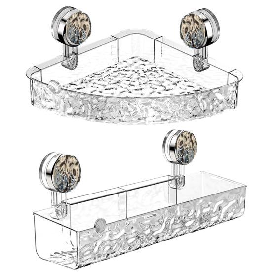 Bathroom Corner Storage Rack Transparent Triangle Shape Thick Punch-free Anti-slip Strong Suction