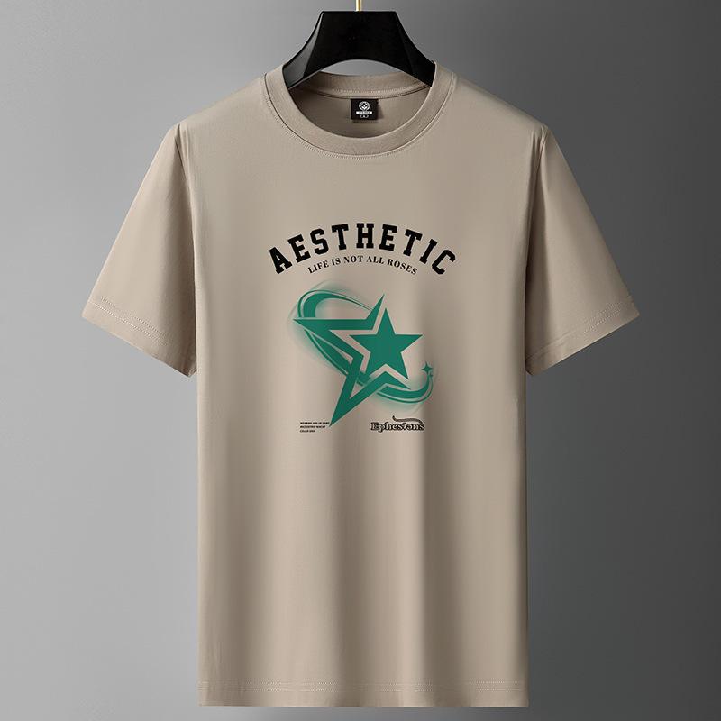 GMXIA Cotton Short Sleeve T-shirt Men's Fashion Loose Half Sleeve Shirt Printed