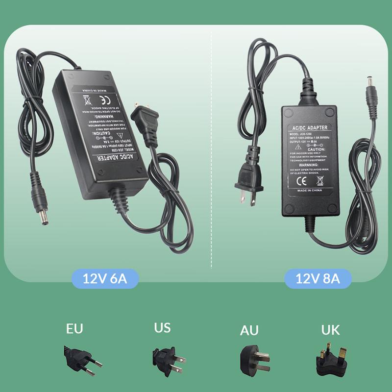 Power Supply Lighting Transformer AC 110V~220V To DC 12V LED Power Adapter 1A 2A 3A 4A 5A 6A 8A Universal Transformer LED Driver