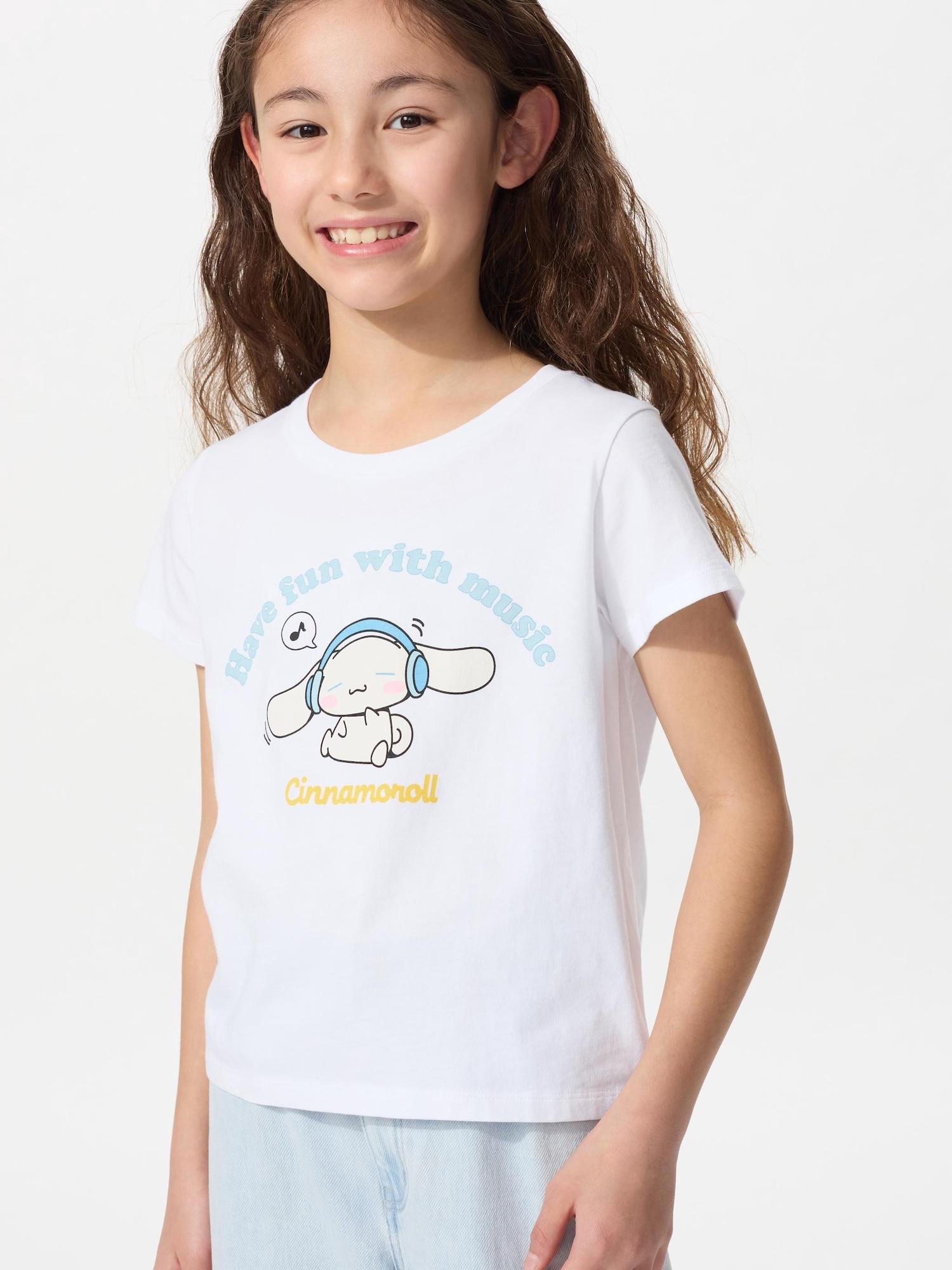 

Uniqlo Девушки Sanrio Персонажи Укороченная футболка с рисунком UT с коротким рукавом E 00 WHITE/KIDS 160