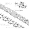 KRKC&CO Miami Cuban Chain Necklace 18mm White Gold Plated with Zirconia Men's Choker Hip Hop Accessory 46cm