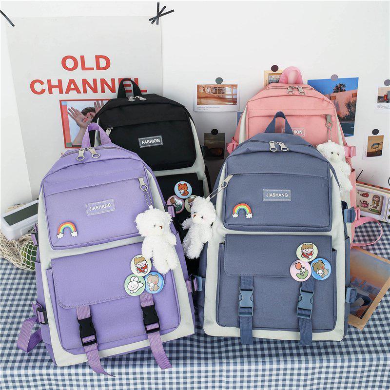 Large Capacity Korean Style Backpack for Girls - Forest Design, Perfect for Elementary and Junior High School Students
