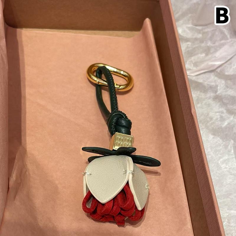 Flower Leather Bags Charm Ornaments Cowhide Flower Decorative Hanging Tassels Car Handbag