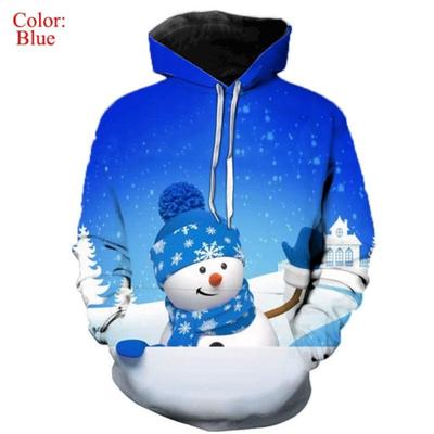 New Styles Christmas Snowman 3D Digital Print Hoodie Sweater for Men Women Snowman Print Casual Hooded