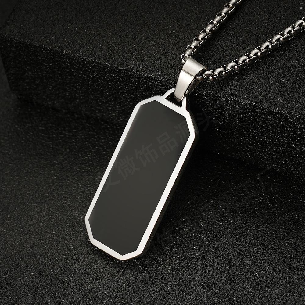 Retro Stainless Steel Necklace with Irregular Cross Square Pendant