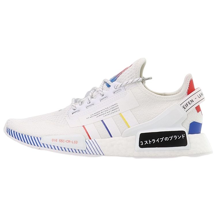 Adidas Originals NMD_R1 V2 Fabric Comfortable Daily Sports Non-Slip Low-Top Lifestyle Casual Shoes Unisex Sneakers White Black Blue FY1439