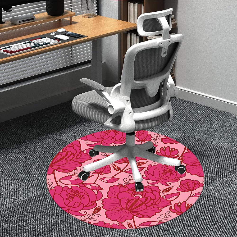 

1pc Floral Pattern Chair Carpet for Office, Non slip, Soft and Durable Office Rug for Interior Decoration 80cm