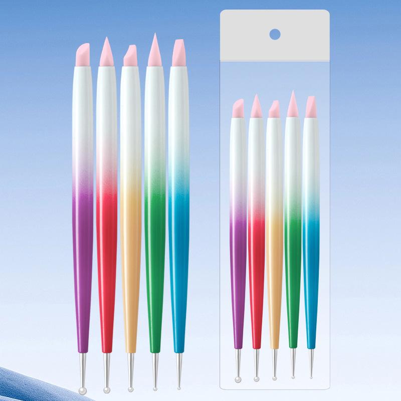 Nail Art Pen Set: Double-Ended Dotting & Rhinestone Tools, 5-Piece Brush Collection