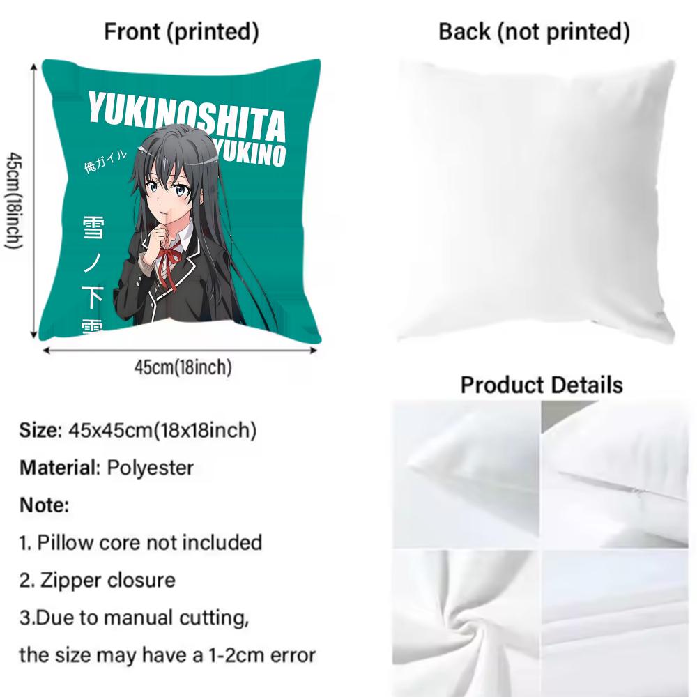 Y-Yukinoshita Y-Yukino Cushion Cover Pattern Printed Pillowcase for Living Room Sofa Cushion Cover & Bedroom Decor