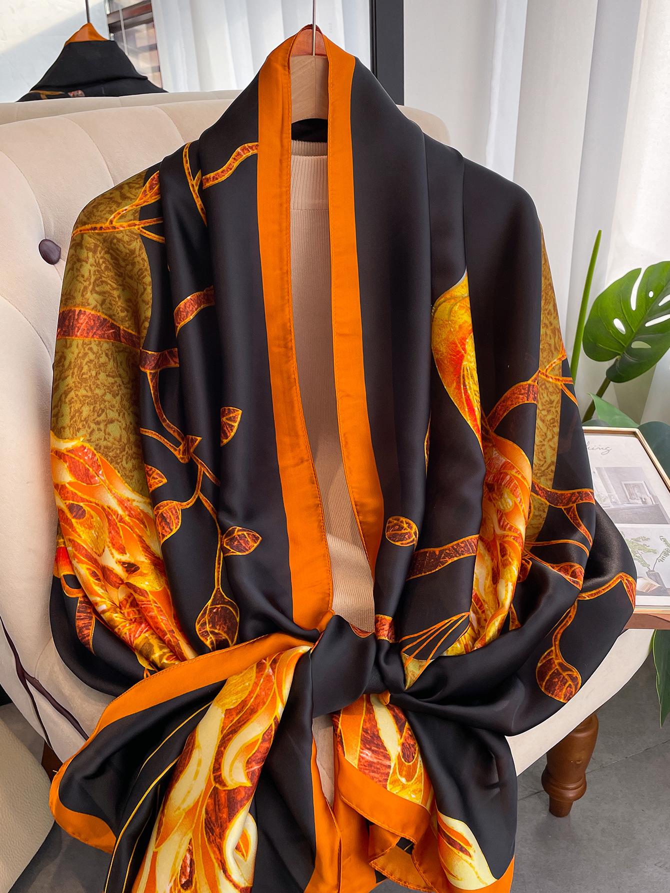 

180*90Cm Luxury Women Summer Silk Scarves Shawl Lady Wrap Soft Female Europe Designer Beach Bandanna Foulard Muffler Pareo