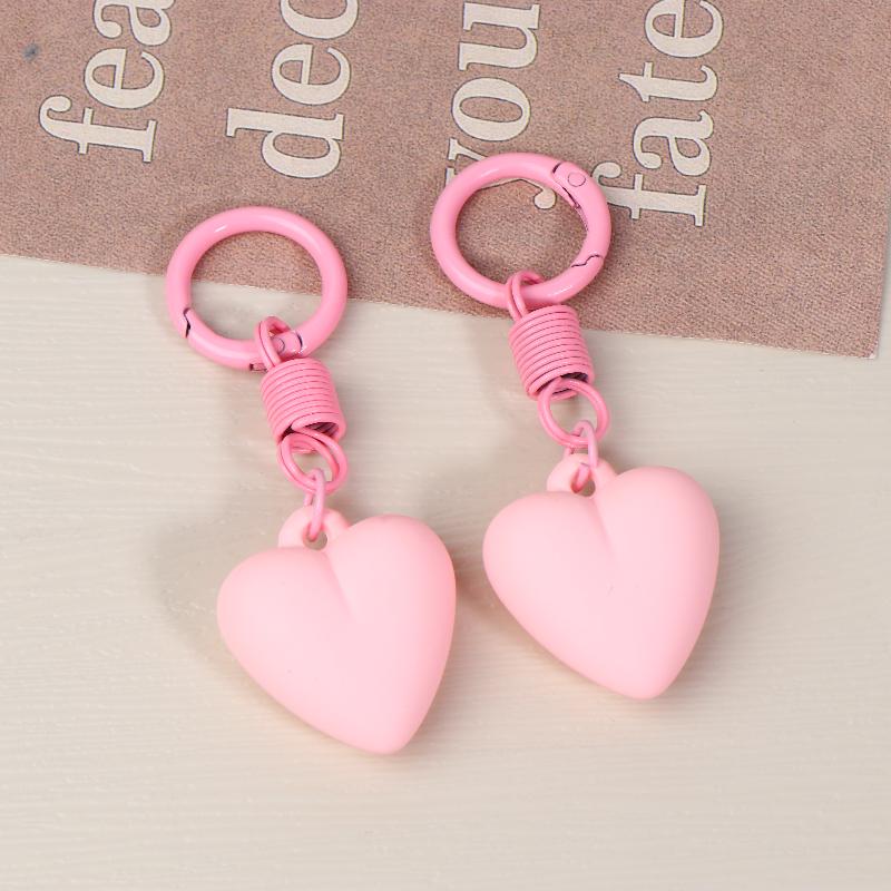 2Pcs Cute Candy Color Heart Keychain Korean Simple Love Keyring Bag Pendant Hanging Decoration Car Key Holder Couple Gifts
