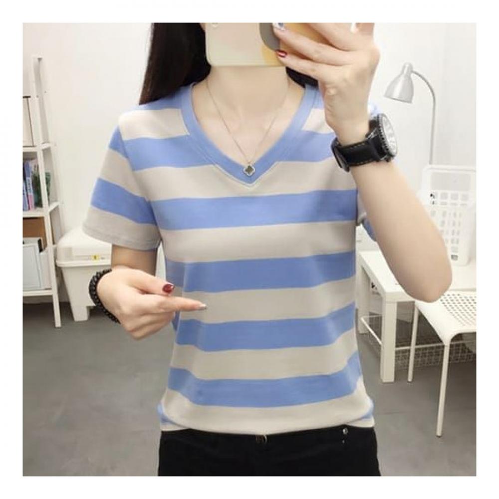 NaVaVa Casual STriped V Neck ShorT sleeVe T shirT nT1752