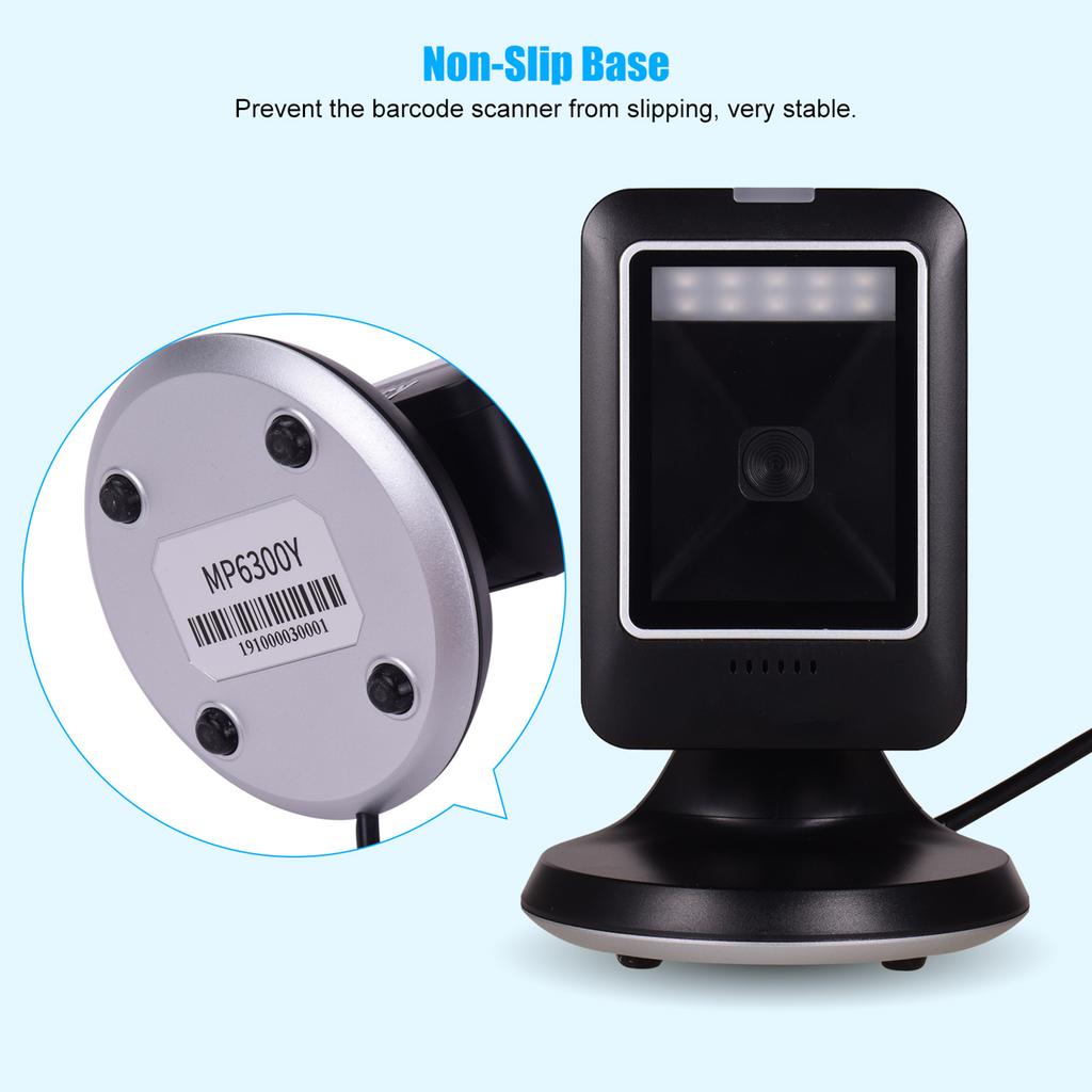 Desktop Barcode Scanner Wide Angle Lens USB Connection 1D 2D QR Scanning Reader for Mobile Payment