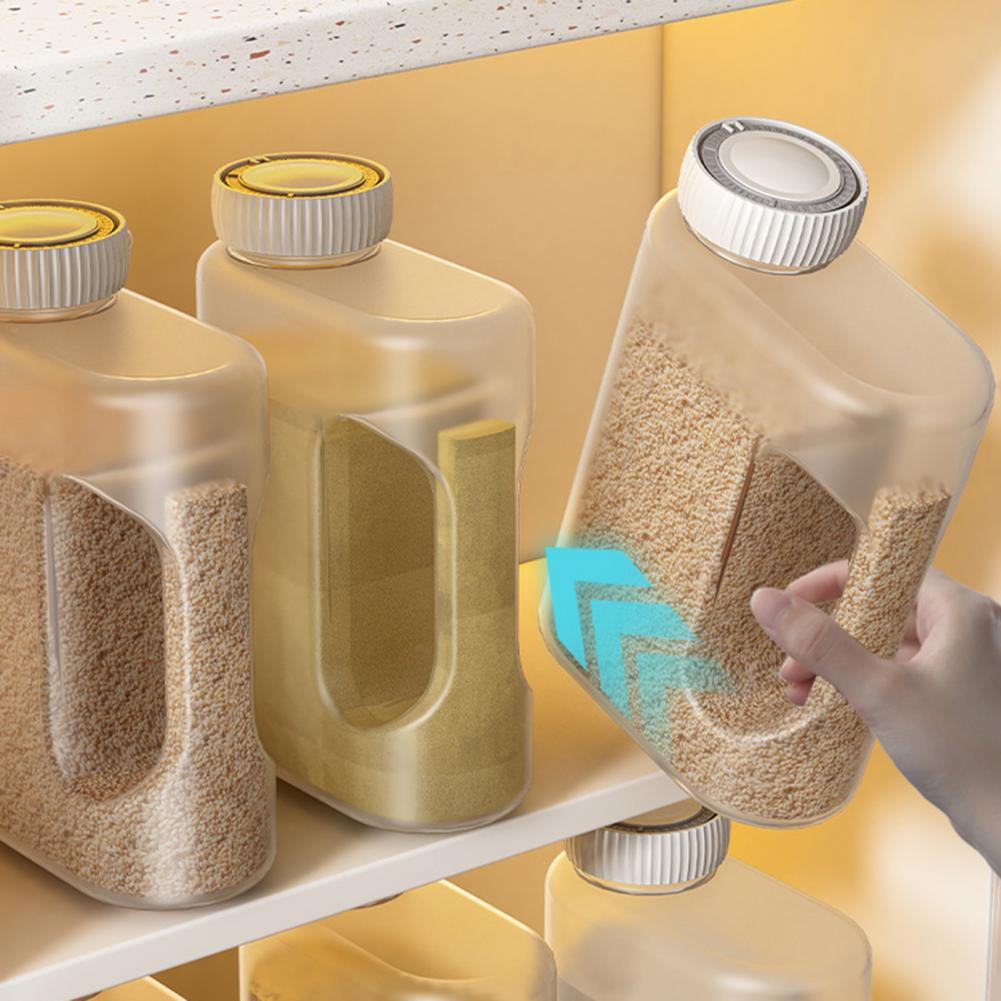 Beans Tank Storage Container Grain Storage Container with Tick Marks Ergonomic Handles Beans Tank Transparent Food for Precise