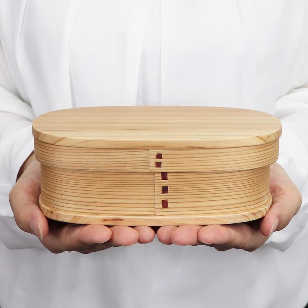 Osaka Choseido Magewappa Bento Box with Dividers and Lunch Band Brown (Long Oval 400cc, Band)