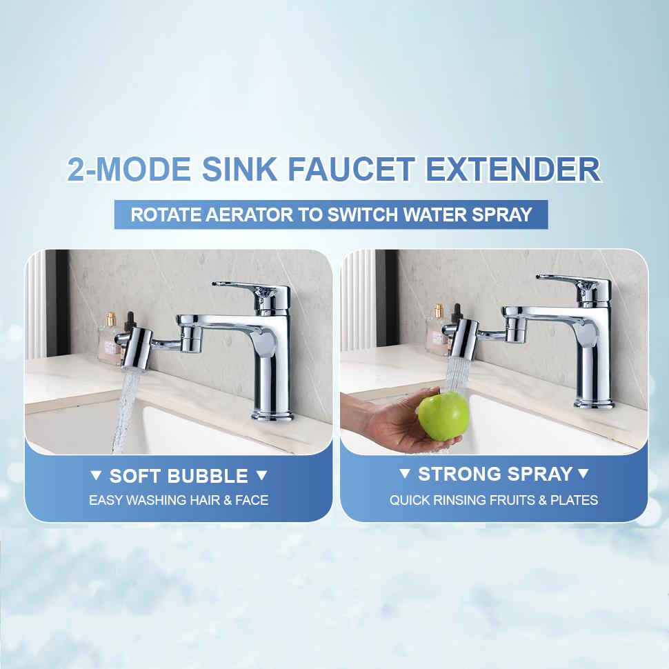 Metal 1080° Rotation Faucet Aerator Extender U Type Swivel Robotic Arm Faucets Sprayer Head Nozzle Kitchen Tap Saving Water