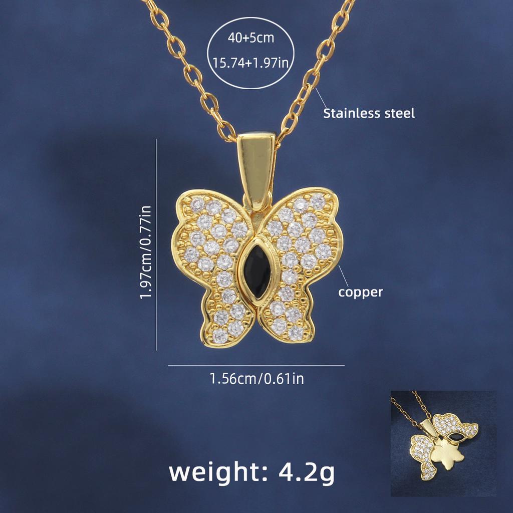 Light Luxury, Gorgeous, Versatile Double Layered Butterfly Collarbone Chain, Versatile Copper Micro Inlaid Zircon Necklace