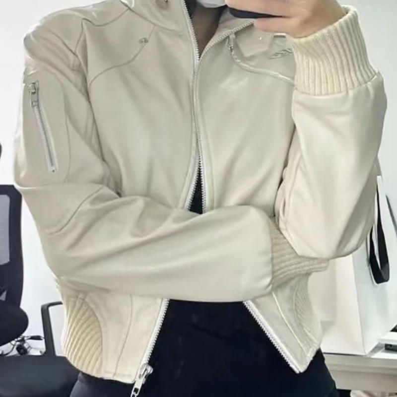 Vintage Style Motorcycle Jacket Leather Short Coat Women Spring and Autumn Super Hot Punk Fashion Trend Women's Jacket