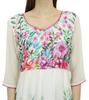 Bimba Women's Floral Print White Anarkali Flared Classic Blouse Kurti