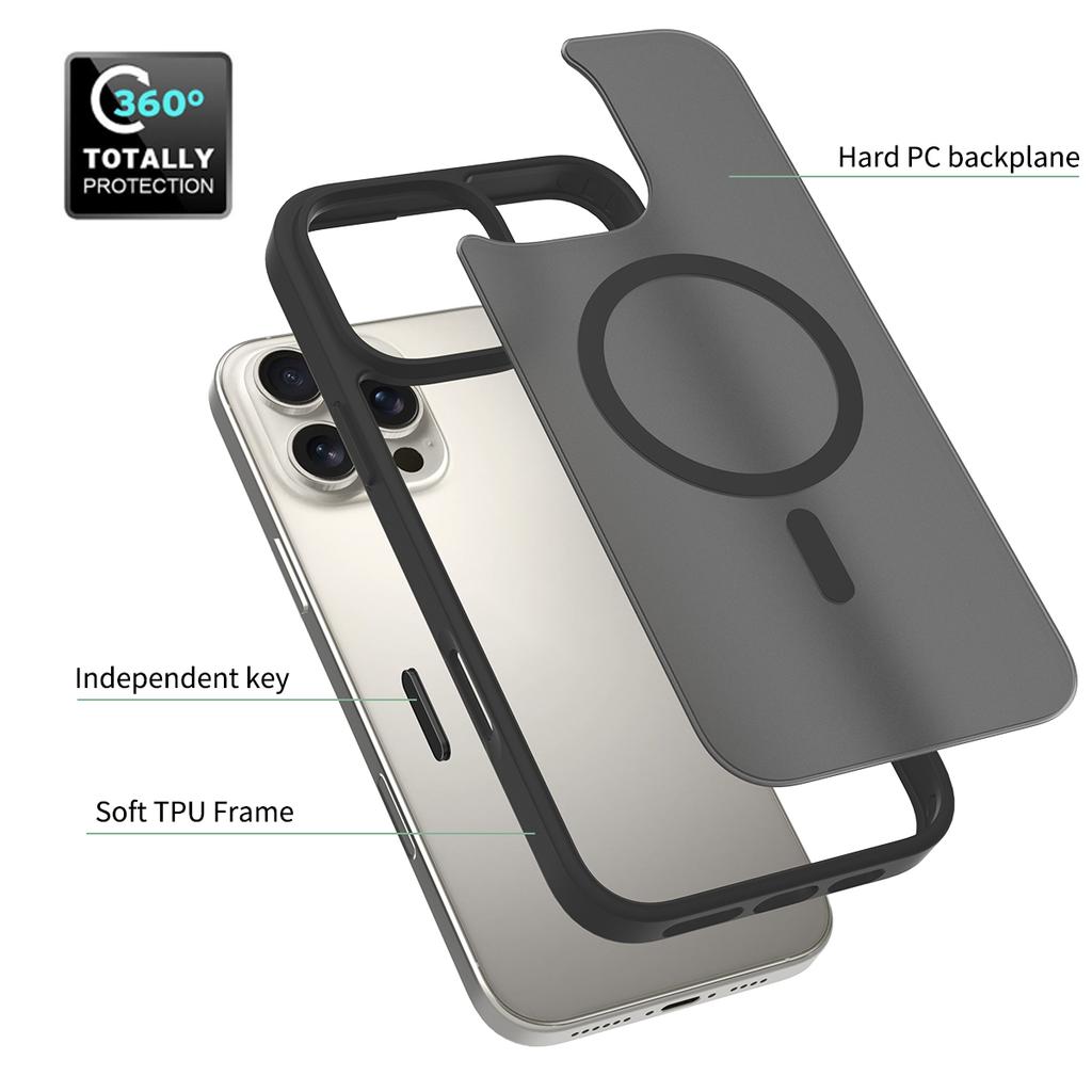Camera Control Capture Button Case for Magsafe Mag Safe Iphone 17 Air 17 Pro 16 Pro Max 16 Plus 16 Pro 17 Pro Maxmatte Silky Touch Black Phone Cover