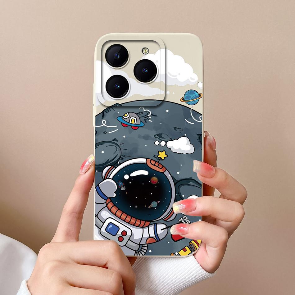 Süßigkeiten-Hülle Für Realme C61 C63 Lustige Astronauten-Flüssigsilikon-Handyhüllen Für Oppo Realme C 63 C 61 Kameraschutz-Rückseite