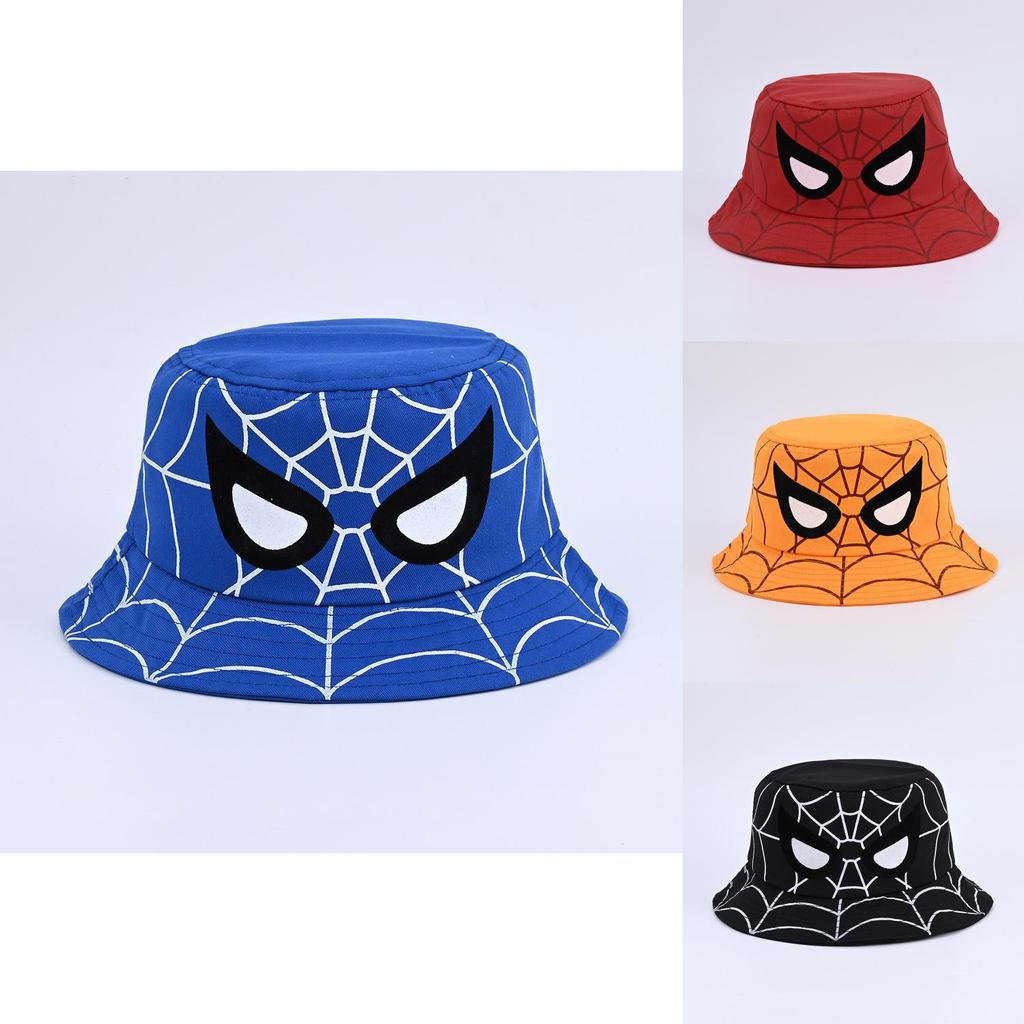 Cartoon Spider Fisherman Hat With Sun Protection For Kids Outdoor Summer Casual Wear
