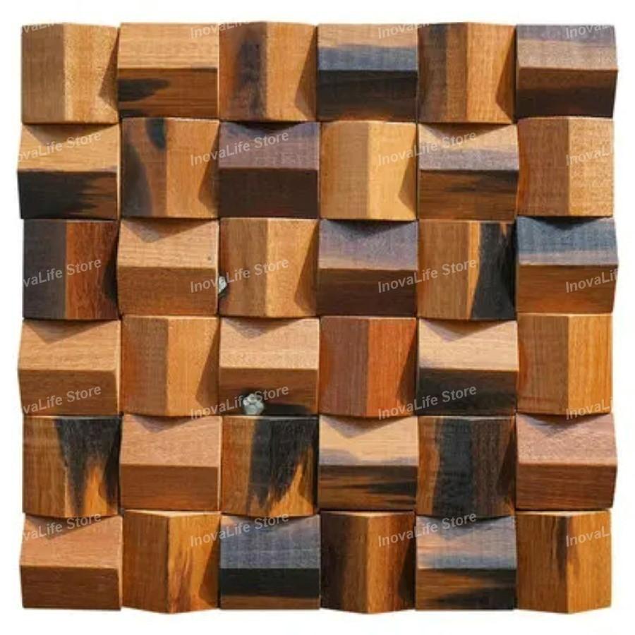 3D Triangle Solid Wood Mosaic Tile