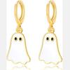 Halloween Ghost Earrings for Women Cute Funny Spooky Colorful Enamel Huggie Hoop Earring Halloween Holiday Party Fashion Jewelry