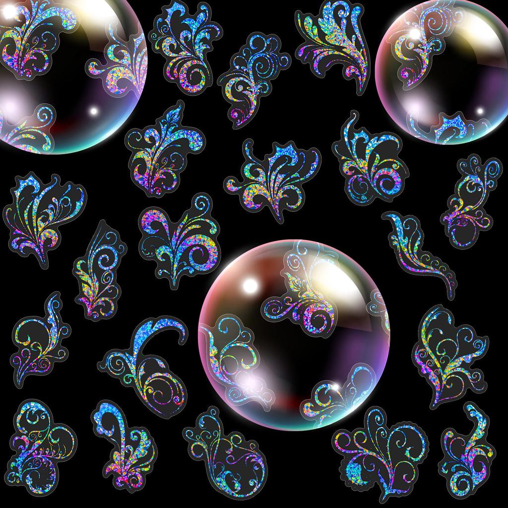 50 Transparent Laser Fancy Tattoo Stickers Flowing Hemp Stickers Laser Three-Dimensional Bronzing Antique Goo Card Holography