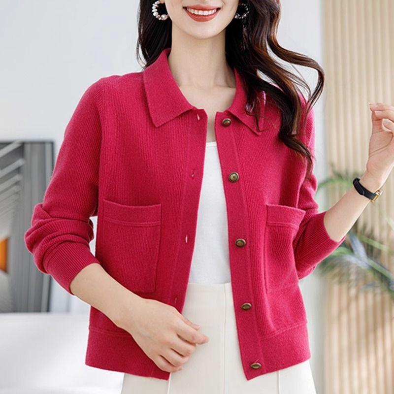 Cardigan Lavorato a Maglia da Donna Versatile Maglione Largo Giacca Cardigan Top Elegante Versatile da Donna