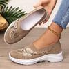 Women Floral Butterfly Embroidery Knitted Slip On Walking Shoes Breathable Mesh Eva Sole Non Slip Comfort Mom Casual Sneakers