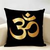 Luxury Golden Mandala Om Cushion Cover Natural Linen Organic Fabric DoubleSided Printing Room Sofa Decor Pillow Case