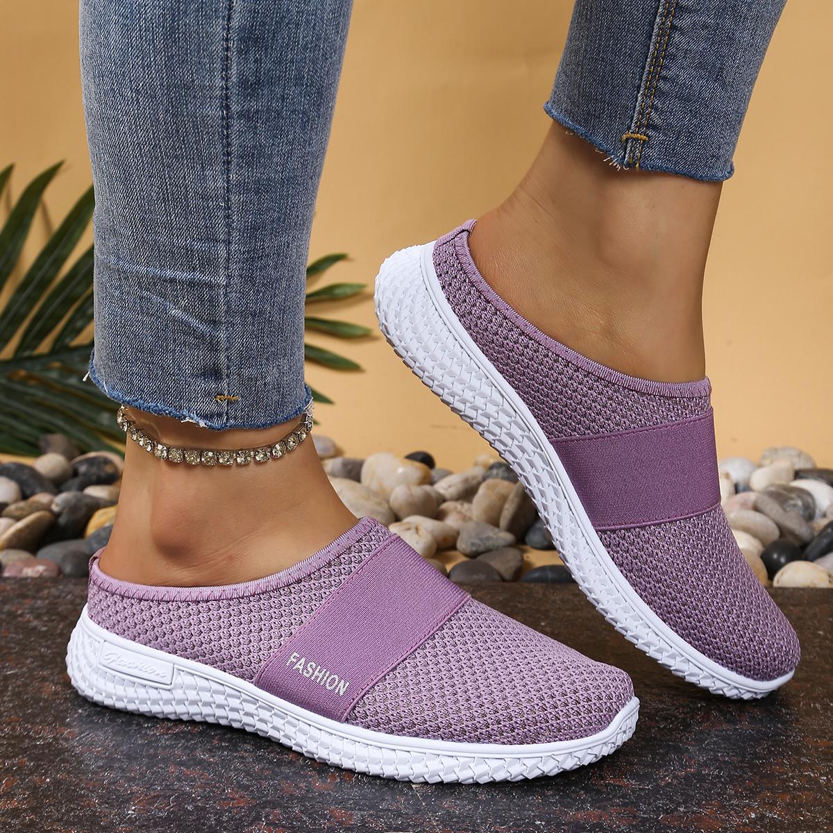 Einfarbige Mules Damen Sommer Hausschuhe für Damen Bequeme und atmungsaktive Schuhe 35 lavendel