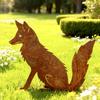 Rustic Metal Fox Stake Garden Sculpture Outdoor Yard Art Lawn Decoration Unique Gift