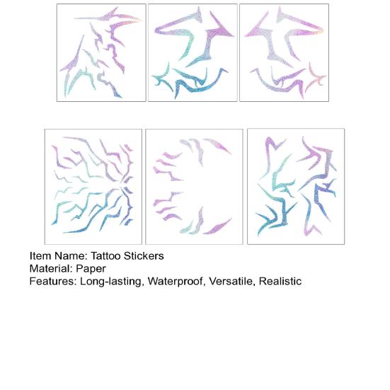 6 Stück Temporäre Tattoo-Aufkleber Abnehmbare Realistische Falsche Tattoos Wasserdicht Anime Rollenspiel Tattoos Langlebige Party Körperkunst Aufkleber