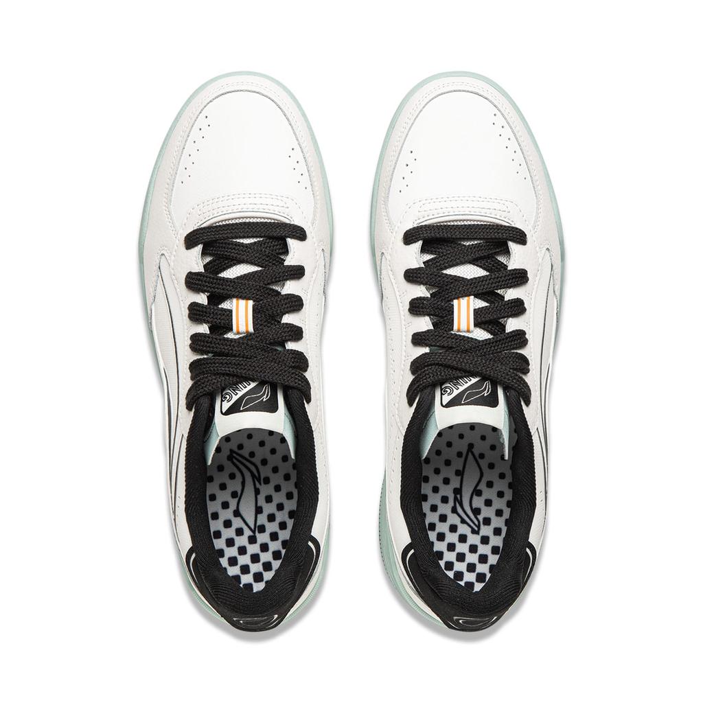 Li Ning Moon Glaze Slip Resistant Cushioning Abrasion Resistant Breathable Low top Skateboard Shoes Men's White Black AGCV333-2