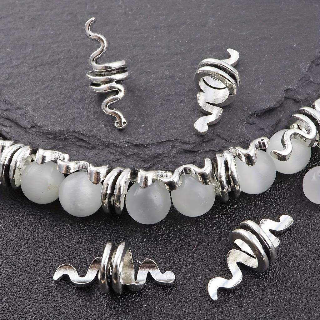 15 pieces of zinc alloy snake shaped spacer beads, large hole decorative beads, unique style, very suitable for DIY jewelry prod