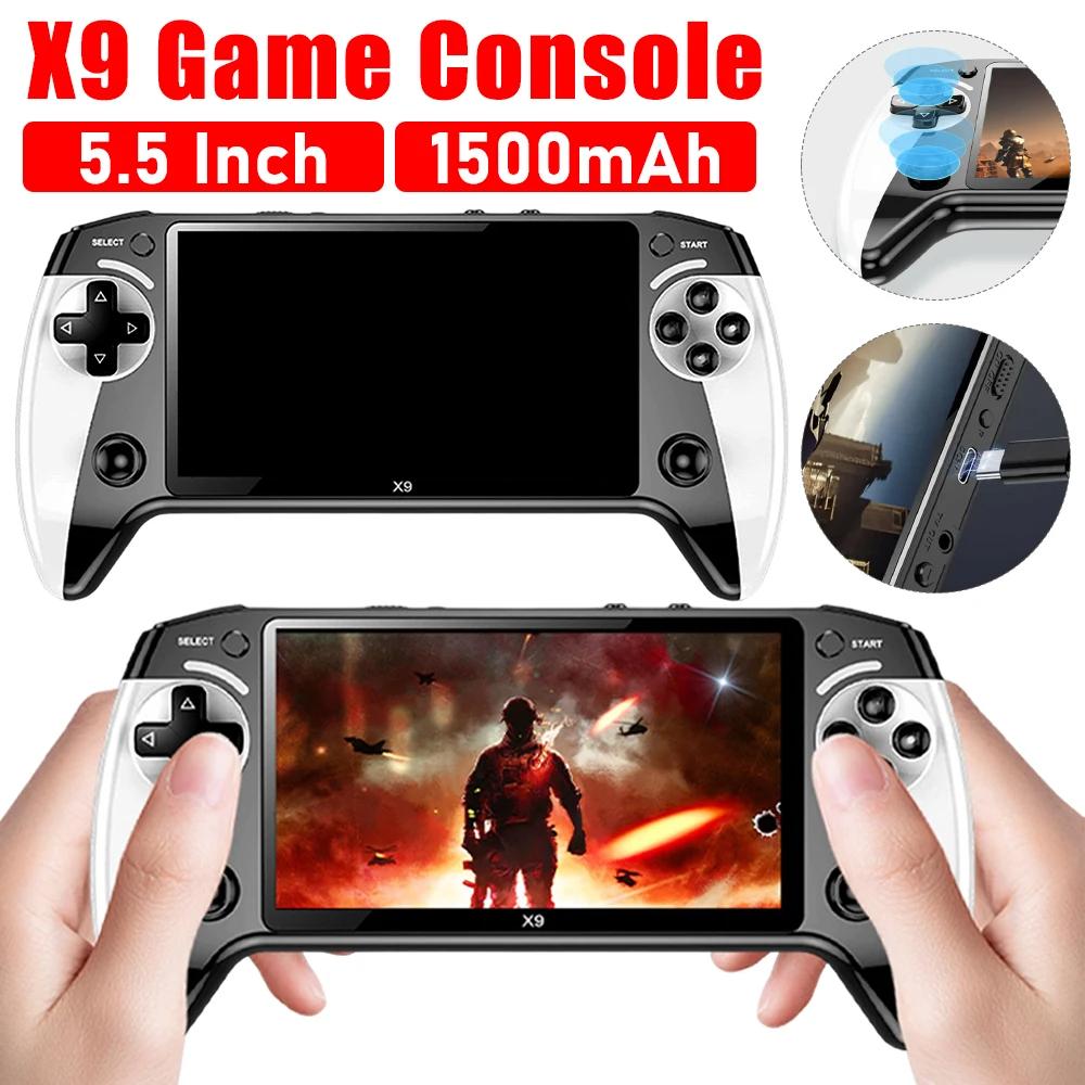 1500mAh X9 Retro Handheld Game Console Portable Game Player 5.5 Inch HD Screen Video Game Player Retro Electronic Gaming Console