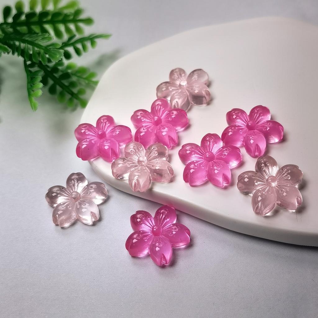 100Pcs Pink Cherry Blossom Cherry Resin Flat Back Cabochons for Hairpin Scrapbooking DIY Jewelry Craft Decoration Accessories
