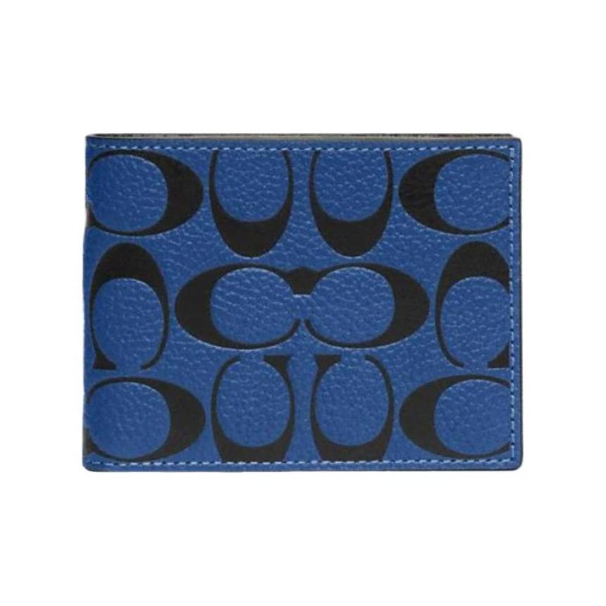 

Coach Billfold Wallet 10 Pebble Grain Classic Monogram Canvas With Leather Men Wallet Blue Black CA550-TXV Basic Set (Bag+Dust Bag)