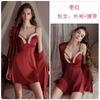 Women's Satin Deep V Padded Sleep Dress with Open Front Robe Lounge Set