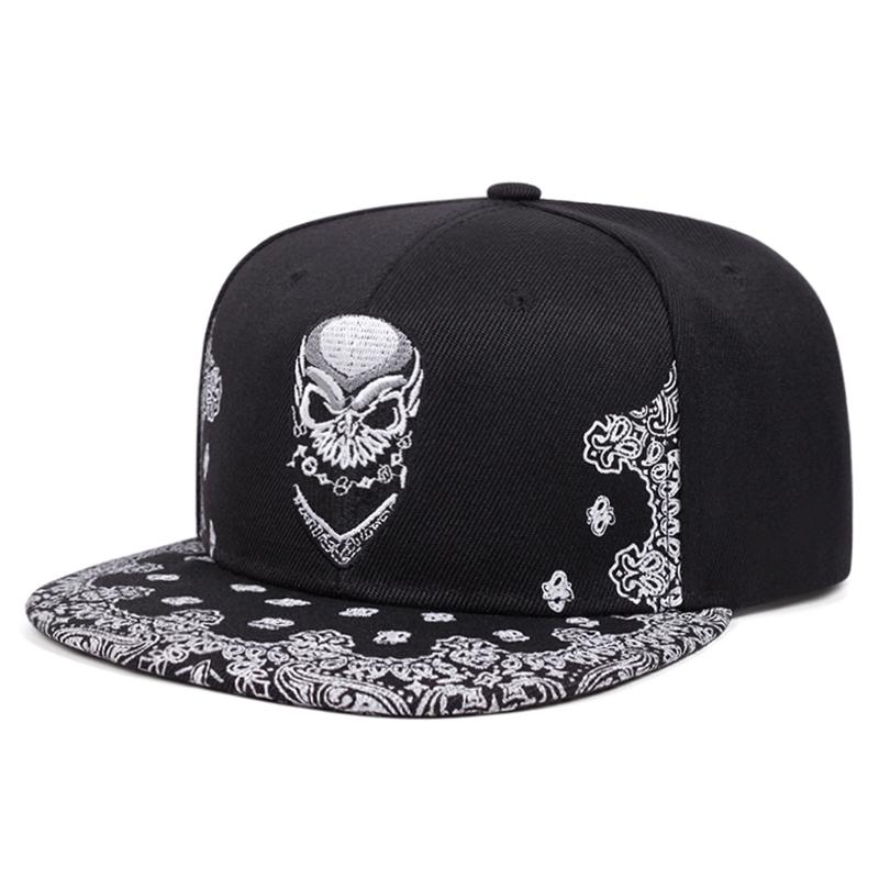 Neue Mode Baseballkappe Paisley Skelett Stickerei HipHop-Kappe Tägliche Dekoration Sonnenschutz Flacher Rand Hut Unisex