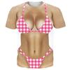 Men's Bikini Printed Fun T-shirt, Fake ABS Muscle 3D Printed Short Sleeved T-shirt, Cosplay Women's Clothing, Novelty T-shirt