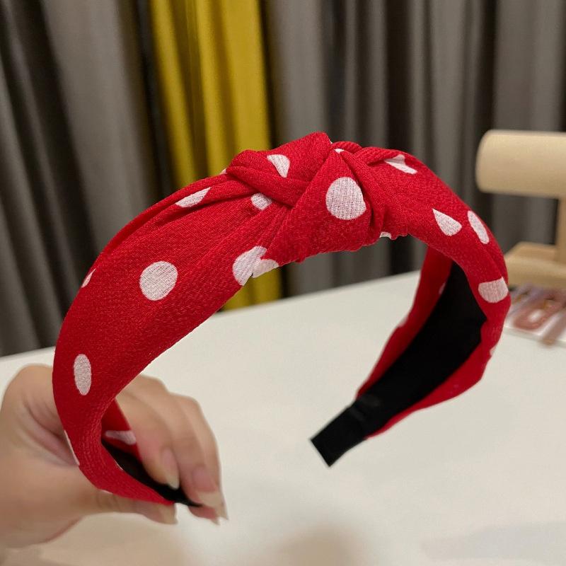 Fashion Women's And Girls Polka Dots Print Headband With Center Knot for Ladies Daily Casual Hair Accessories